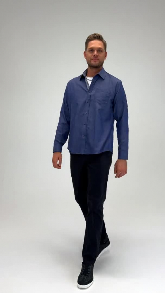 Рубашка Бристон Бар JEANS (BristonBar Джинс) мужская т.синяя